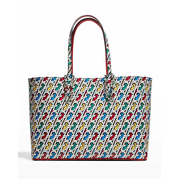 Christian Louboutin Cabata Small Leather Multicolor Red Tote Bag Pouch Italy NEW - Picture 3 of 10